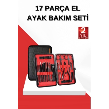 KESGİN MARKET ® 17 Parça Manikür Seti El ve Ayak Bakımı Törpü Cımbız Tırnak Temizleme