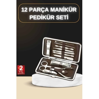 KESGİN MARKET ® 12 Parça Manikür Pedikür Seti Özel Deri Çanta El Ayak Bakımı Akne ve Sivilce Temizleme