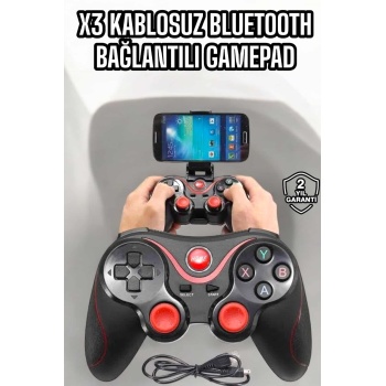 KESGİN MARKET ® Game Stick Android Uyumlu Gamepad X3 Standlı Oyun Kolu Bluetooth Bağlantılı
