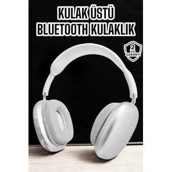KESGİN MARKET ® P9 Plus Kablosuz Kulak Üstü Bluetooth Kulaklık Beyaz Yüksek Ses Kaliteli