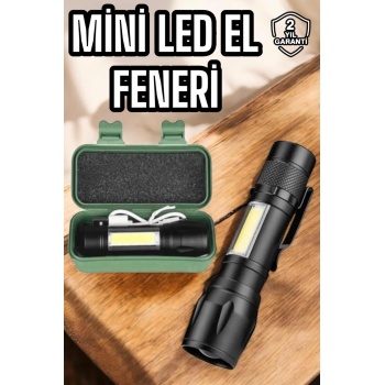 KESGİN MARKET ® Şarjlı Metal Zoomlu El Feneri Işıldak Led Işık Taşınabilir El Lambası