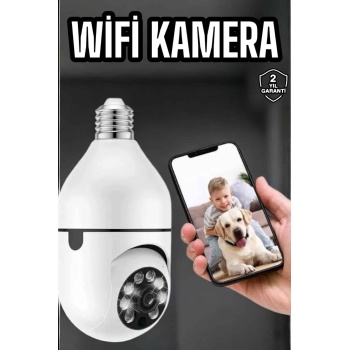 KESGİN MARKET ® Güvenlik Kamerası Wifi Kamera Duylu Ev Kamerası Wifi Bağlantılı Dönebilen