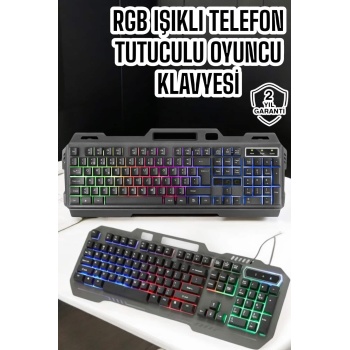 KESGİN MARKET ® Q Klavye RGB Işıklı Klavye Ve Mouse Seti Kablolu Mouse Hediyeliş