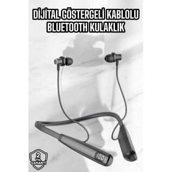 KESGİN MARKET ® Dijital Göstergeli Kulak İçi Kablosuz Bluetooth Kulaklık Boyun Bantlı