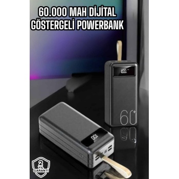 KESGİN MARKET ® Powerbank 60.000 Mah Hızlı Şarj 4 Çıkışlı Uzun Şarj Süreli Dijital Göstergeli