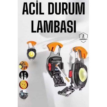 KESGİN MARKET ® yeni nesil Kamp Feneri Çok Fonksiyonlu Fener Anahtarlık Usb Çakmaklı Cam Kırıcı Kemer Kesici Açacak