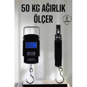 KESGİN MARKET ® Ağırlık Ölçer 50 Kg El Terazisi El Kantarı Pilli Led Ekran