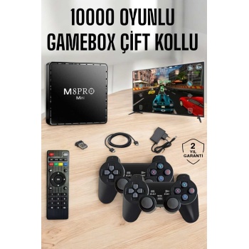KESGİN MARKET ® TV Box Çift Oyun Kollu 10000 Oyunlu Atari