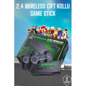 KESGİN MARKET ® Game Stick 2000 Oyunlu 2.4G Kablosuz Çift Kol Yüksek Hassasiyetli Wireless