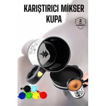 KESGİN MARKET ® Yazılı Kupa Kendi Kendini Karıştıran Mikser Kupa Termos Bardak