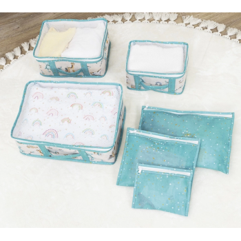 KESGİN MARKET® Baby 6lı Desenli Fileli Bavul Valiz İçi Düzenleyici Çok Amaçlı Organizer (yeşil)