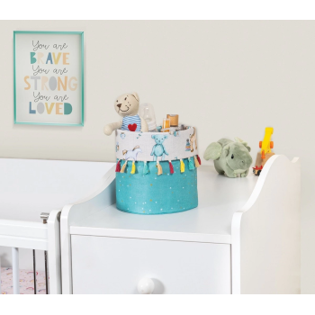 KESGİN MARKET® Baby Kullanımı Kolay Desenli Taşınabilir Düzenleyici Püsküllü Yuvarlak Sepet(yeşil)