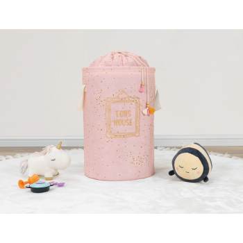 KESGİN MARKET® Baby Kullanımı Kolay Desenli Taşınabilir Torbalı Yuvarlak Sepet(pembe) Çamaşır Sepeti 04270