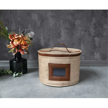 KESGİN MARKET® Deri Şeritli Pencereli Yuvarlak Çok Amaçlı Düzenleyici Organizer Kutu Keçe Çanta (maxi)