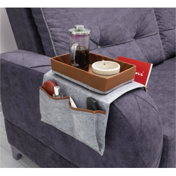 KESGİN MARKET® Çok Amaçlı Deri Şeritli Cepli Koltuk Kenarı Düzenleyici 03938