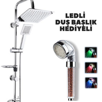 KESGİN MARKET® Rain Duş Robotu Tepe Duş Seti Duş Başlığı Sistemi Ledli Duş Başlık Hediyeli