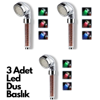 KESGİN MARKET® 3 Adet Tasarruflu Boncuklu Ledli Duş Başlık-pil Veya Elektrik Gerekmez Kinetik Enerjili
