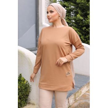 KESGİN MARKET® Yeni Stil Bej Arma Detay Tunik 10020