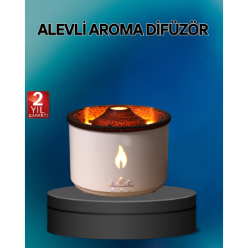 KESGİN MARKET® Alev Efektli Buhar Makinesi – Aromaterapi, Nemlendirme ve Işık Modlu Tasarım