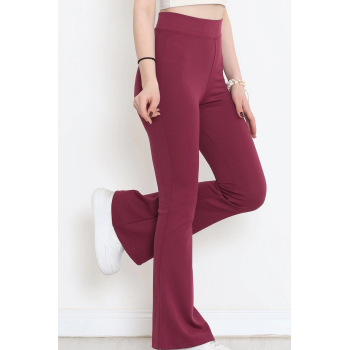 KESGİN MARKET® Şık Ve Rahat Yüksek Bel İspanyol Paça Fitilli Toparlayıcı Mürdüm Tayt