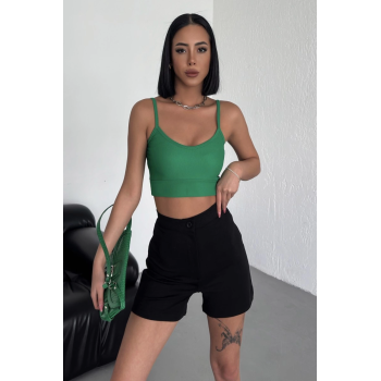 KESGİN MARKET® Tarz Ve Rahatlığı Bir Arada Sunan Yüksek Bel Esnek Likralı Krep Şort Siyah