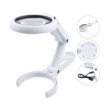 KESGİN MARKET® Usb Şarj Edilebilir Katlanabilir 3.5-10x Büyüteç 8 Ledli Masa Ve Eliçin  Taşınabilir Büyüteç Fs90rc