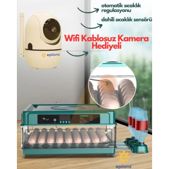 KESGİN MARKET® 130 Yumurtalık Tam Otomatik Kuluçka Makinesi Wi-fi Kamera Hediyeli Yedek Motorlu Profesyonel Tavuk Kaz Ördek Bıldırcın Güvercin Süs Kuşu İçin İdeal