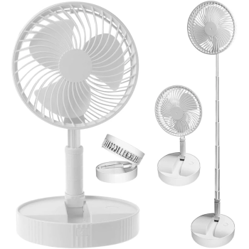 KESGİN MARKET® Teleskopik Fan Vantilatör 4 Modlu Şarjlı Katlanabilir Yükseltilebilir Taşınabilir Serinletici Portatif Masa Vantilatörü