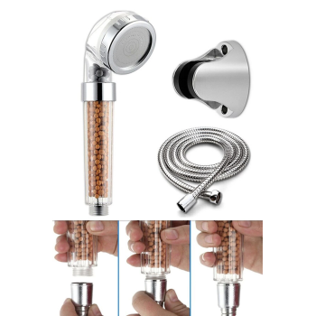 KESGİN MARKET® Filtreli Ve Su Tasarruflu Arıtmalı Duş Başlığı Seti Boncuklu Başlık Hortum Ve Mafsal Set