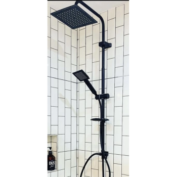 KESGİN MARKET® Siyah Kare Duş Seti, Tepe Yağmurlama Duş Başlığı, Ekstra Büyük Robot Duş Sistemi