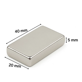 KESGİN MARKET® 10 Adet 40x20x5mm Neodyum Magnet Güçlü N35 Mıknatıs Köşeli Nikel Kaplama