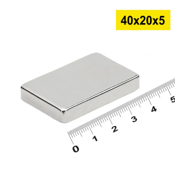 KESGİN MARKET® 50 Adet 40x20x5mm Neodyum Magnet Güçlü N35 Mıknatıs Köşeli Nikel Kaplama