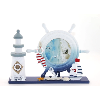 KESGİN MARKET® Ahşap Marin Deniz Feneri Dümenli Çerceve Alk2452