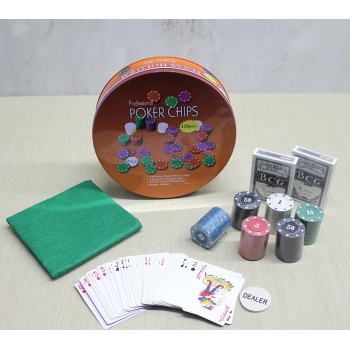 KESGİN MARKET® Metal Kutulu 120 Chip Ve 2 Adet İskambil  Kağit Setine Sahip Poker Oyunu Alk3535