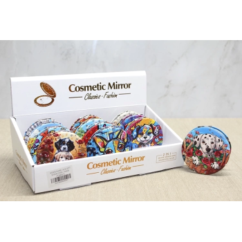 KESGİN MARKET® Sevimli Köpek Tasarımıyla Taş İşlemeli İnce El Aynası Yuvarlak Alk4577