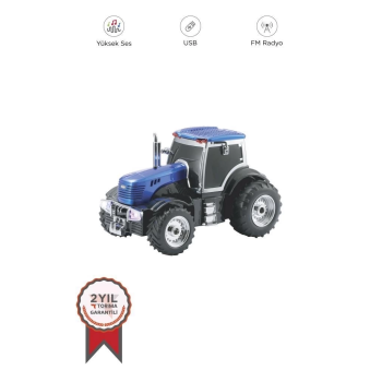 KESGİN MARKET® D42 Mavi Traktör Tasarım Usb/fm Radyo Bluetooth Hoparlör Speaker