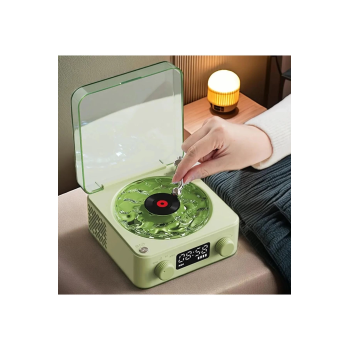 KESGİN MARKET® Waves Nostalji Plak Görünümlü Bluetooth Hoparlör 3d Ses Dalgası Retro Müzik Plak Yeşil