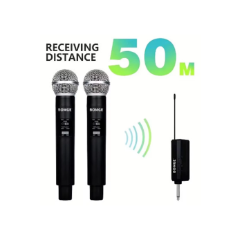 KESGİN MARKET® Profesyonel Çiftli Kablosuz Mikrofon Seti Karaoke Şarj Edilebilir 50 Metre Mesafe