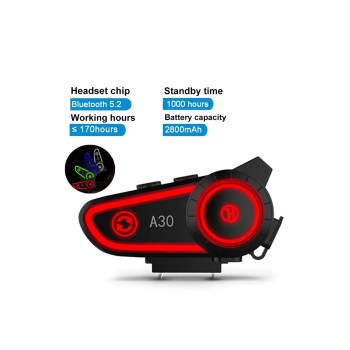 KESGİN MARKET® A30 Motosiklet Kask Kulaklık Intercom Işıklı 2 Eşleşme Özellikli