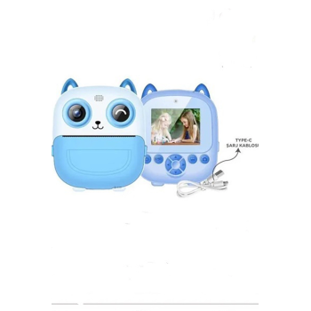 KESGİN MARKET® Dijital Video Fotoğraf App Destekli Çocuk Kamerası Termal Resim Kağıt Baskılı Yazıcı Mavi