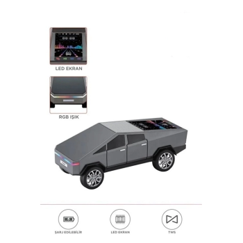 KESGİN MARKET® D68 Cyber Model Araba Tasarımlı Bluetooth Hoparlör 15w Güçlü Ses Rgb Led /tws/usb Gri
