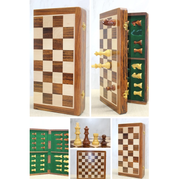 KESGİN MARKET® Mıknatıs Taşlı Ahşap Katlanabilir Kutulu Satranç Oyunu 40 Cm G225