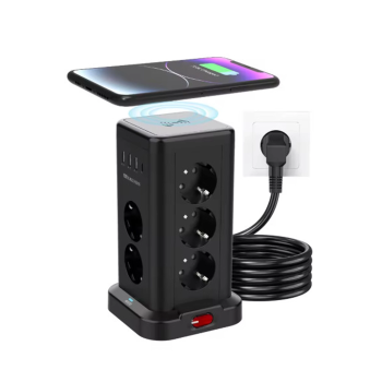 KESGİN MARKET® Wp711 Akım Korumalı Priz Kablosuz Şarj İstasyonu 11x Soket 3x Usb 1xtype-c Kablolu Grup Priz