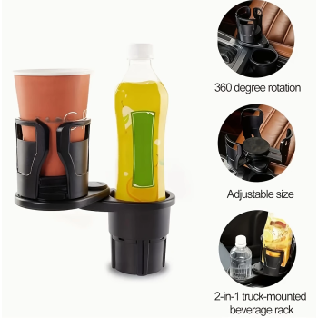 KESGİN MARKET® 2’si 1 Arada Ayarlanabilir Araç Bardak Tutucu, Genişleyebilir Üst Kısım 3”-6.2”, Şişe Adaptörü, Araba Organizatörü, Dayanıklı Taban, Ramblers Hydroflask Uyumlu, Modern Araç Düzenleyic