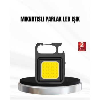KESGİN MARKET® Şarjlı COB LED Anahtarlık Fener – 4 Modlu, Manyetik ve Katlanabilir Standlı