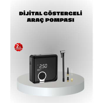 Dijital Ekranlı Şarjlı Hava Kompresörü 150 PSI Güçlü Motorlu