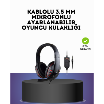 Kırmızı Gaming Headset Mikrofonlu Sağlam Kablolu Konforlu