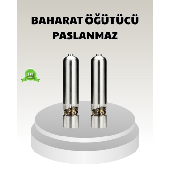 Elektrikli Tuz Karabiber Değirmeni – Paslanmaz Gövde, LED Işıklı ve Ayarlanabilir Öğütme