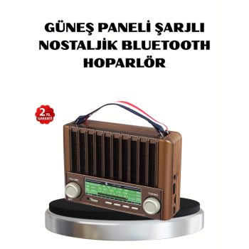 Solar Hoparlör Bluetooth FM AM SW Radyo Çok Fonksiyonlu Şarjlı