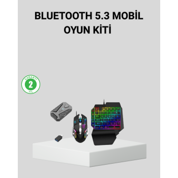 5in1 Mobil Oyun Kiti Bluetooth 5.3 Mini RGB Klavye Mouse Dönüştürücü Seti